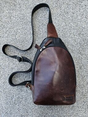 Osgoode Marley Cyrus Sling Bag Argentenian Leather Brown Black Backpack Purse